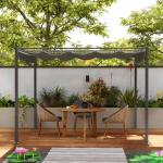 Pergola för Trädgård med Utdragbart Tak och UPF30+ Skydd för Solskydd Hållbar och Stabil Grå Polyester och Metall för Uteplats 3 x 3 m