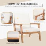 Trädgårdsstolar i Trä 2-Pack, Bekväma Utestolar med Dynor, Klassisk Design för Balkong och Trädgård, Natur, 66 x 77,5 x 74,5 cm