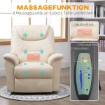 Fåtölj med Ståhjälp Massagestol Kräm av Konstläder och Metall för Vardagsrum Elektrisk med Värmefunktion och Fjärrkontroll Justerbar