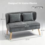 Soffa 2-sits Grå Chenille och Trä för Vardagsrum Liten Soffa med Hög Rygg och Mjuk Sits Modern Design