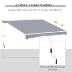 Vikarmsmarkis med Handvev Solskydd för Terrass och Uteplats Justerbar UV-Beständig Polyesterväv Aluminiumstativ Grå 4,5 X 3 M
