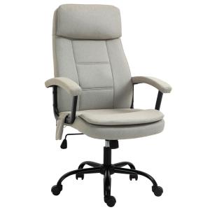 Ergonomisk Kontorsstol med Massage, Bekväm Skrivbordsstol med Vippfunktion, Avslappnande Arbetsstol för Hemmakontor, Beige
