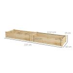 Odlingslåda Upphöjd Träbädd Natur av Granträ för Trädgård och Balkong med 2 Fack och Hylla Blomlåda för Örter och Grönsaker 237 x 60 x 25 cm