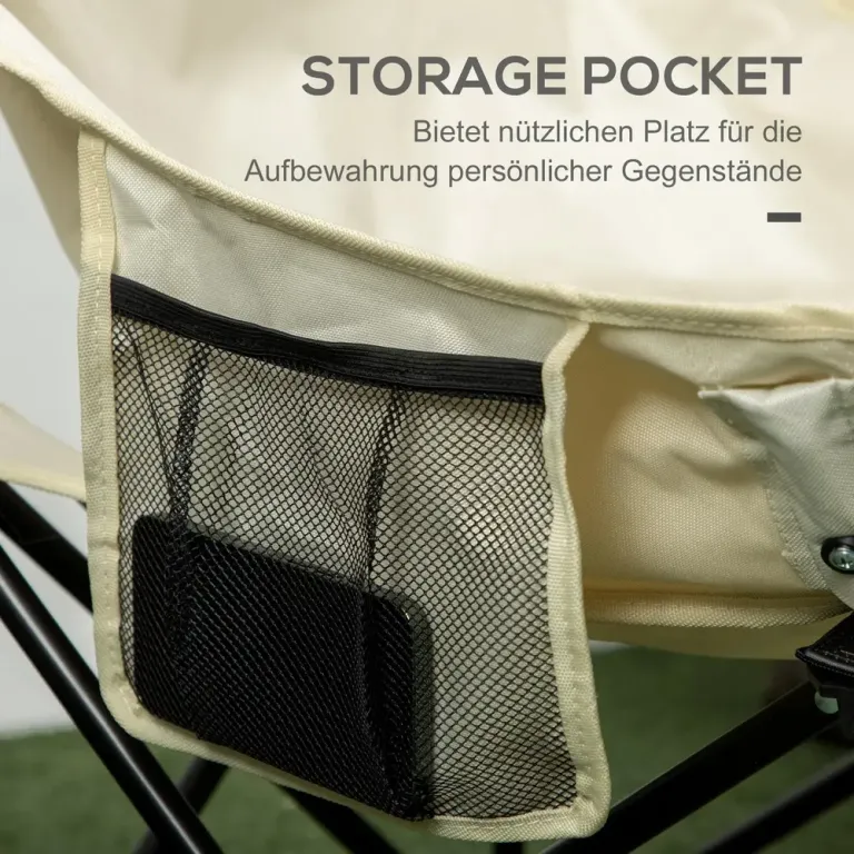 Campingstol Fällstol med Sidficka Vit av Tyg och Stål