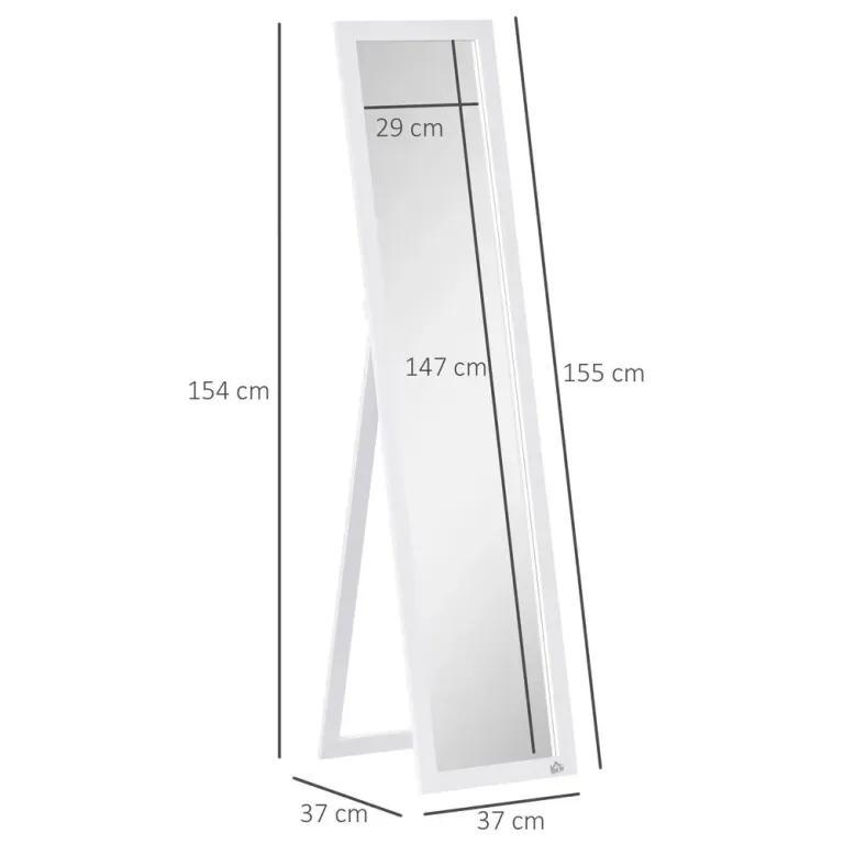 Hellängdsspegel med MDF-Ram Vit 37 x 37 x 154 cm