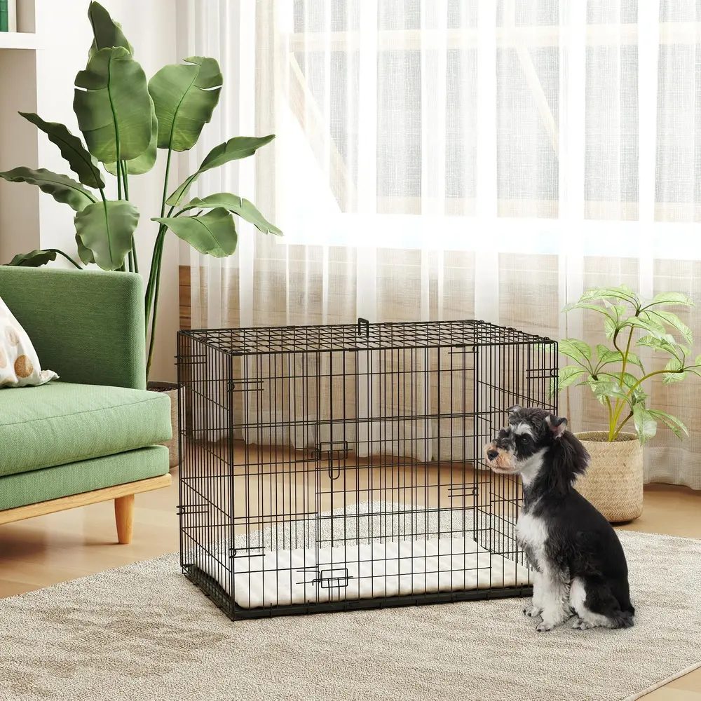 Hundbur Hopfällbar 2 Dörrar 75 x 48,5 x 53 Cm