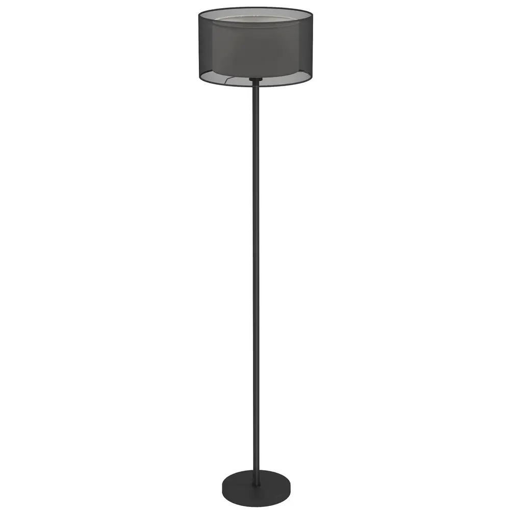 Golvlampa med Tvåfärgad Lampskärm och Fotkontakt i Metall
