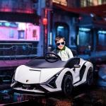 Barnelbil 12V, Lamborghini SIAN SUV, 2 Körlägen, Fjärrkontroll, Musik (MP3/USB), LED, 37–60 Månader, Vit, 108 x 62 x 40 cm