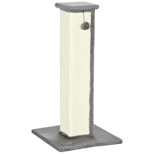 Skrapstolpe Klösträd Grå Kräm av Sisal och Plysch för Katter upp till 5 kg Inomhusbruk med Lekboll Stabil Design 81 cm