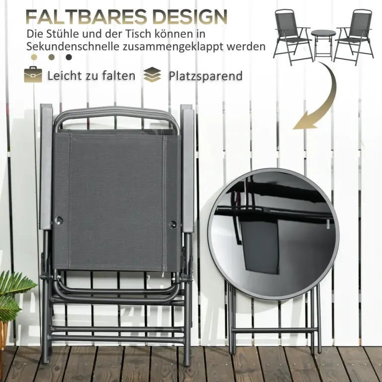 Trädgårdsmöbler Bistroset med Bord och Stolar Mörkgrå