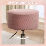 Höjdjusterbar Stoppad Barpall med Metallram, Manchesterlook, 360° Roterbar, Rosa