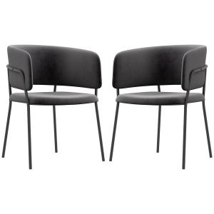 Matsalsstolar Köksstolar Grå av Sammet och Stål för Vardagsrum och Kök Set om 2 med Ryggstöd 57 x 53 x 73 cm