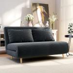 Bäddsoffa Justerbar Mörkgrå Manchester för Vardagsrum och Gäster 3 Lägen Bekväm Gästsäng 141x90x81 cm