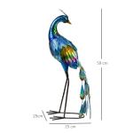 Trädgårdsfigur Påfågel Flerfärgad av Metall för Balkong och Terrass Väderbeständig Skulptur Dekorativ Utomhusprydnad 59 cm