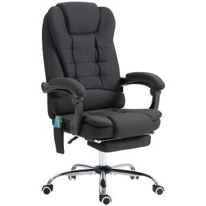 Kontorsstol Skrivbordsstol Ergonomisk med Massagefunktion Svart av Konstläder för Kontor Datorstol med Liggfunktion och Fjärrkontroll