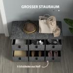 Sittbänk med 6 Skofack och Vadderad Sits i Linneoptik för Hall och Entré Ergonomisk och Stabil Grå MDF och Tyg för Hemmet