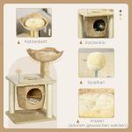 Skrapstolpe Kattträd Beige av Sisal och Plysch för Små Katter Litet Klösträd med Kattgrotta och Lekboll 74 cm