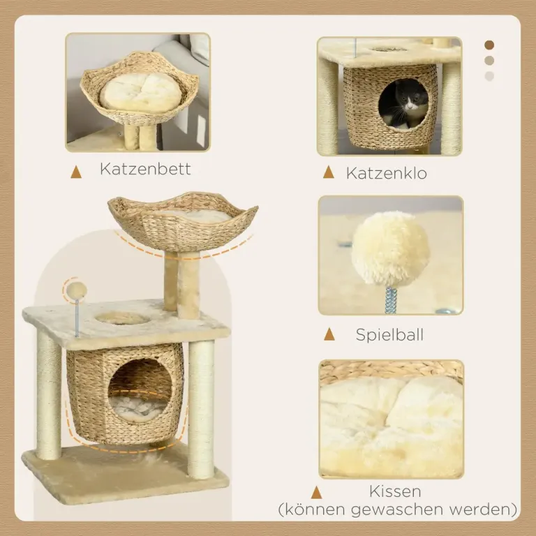 Klösträd Beige av Sisal och Plysch 74 cm