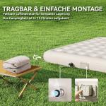 Campingsäng Gästsäng med Luftmadrass Svart Khaki av Oxford ve PVC för Resa ve Utomhus Extra Bred Säng för 2 Vuxna 200 x 153 cm