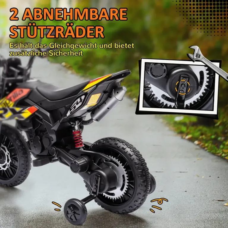 Elmotorcykel Barnmotorcykel Gul av Plast och Metall