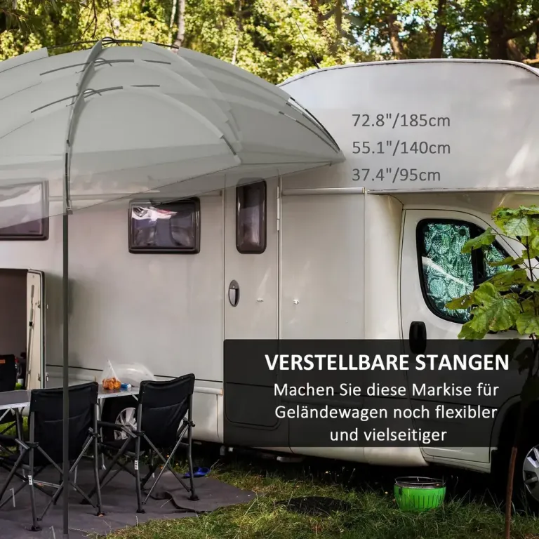 Biltält Markis Grå av Tyg och Metall 2,9 x 2,8 x 2,3-2,6 m