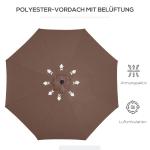 Parasoll med Vev Ø2,95 X 2,5 M Hopfällbart Marknadsparaply Polyester 180 G/M² Stabilt Brun