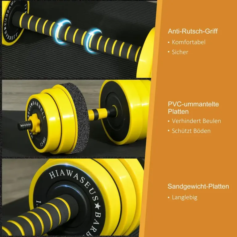 Hantelset 25 kg med Skivstång Ergonomiskt 3-i-1 Set 12