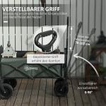 Hopfällbar Trädgårdsvagn Transportvagn med Avtagbar Presenning, 120 kg, 95 L, Grön