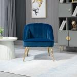 Fåtölj i Retrodesign med Sammetsoptik och Guldben för Vardagsrum Ergonomisk och Elegant Blå och Guld Metall och Tyg