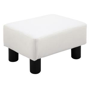 Fotpall Chesterfield Pall Vit Konstläder och Trä för Vardagsrum och Sovrum Klassisk Design 40 X 30 X 24 Cm