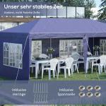 Paviljong Partytält Blå av Oxford Tyg och Stål för Trädgård Hopfällbar Pop Up med Fönster och Sidoväggar UV-skydd 2,95 x 5,85 m