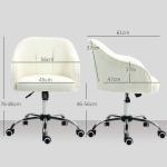 Ergonomisk Hemkontorsstol med Gungfunktion i Teddy Velvet Look, Gräddvit, 56x61x86 cm