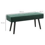 Klädd Bänk Sängbänk Grön av Tyg med Sammetslook och Trä för Sovrum och Hall X Mönster Lastkapacitet upp till 120 kg 100 x 36 x 45 cm