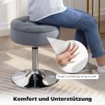 Barstol med Förvaring Grå Sammet och Metall för Kök Roterbar Barpall med Höj och Sänkbar Sits Lyxig Design och Mjuk Stoppning 65 cm