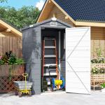 Redskapsbod med Satteltak och Ventilationsöppningar för Trädgårdsförvaring Hållbar och Stabil Mörkgrå Stål 133 x 102 x 180 och 208 cm