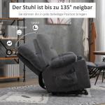 Elektrisk Avslappningsstol TV-Stol Mörkgrå av Flanelllook och Metall för Vardagsrum med Ståhjälp och Massagefunktion Värmefunktion Bekväm