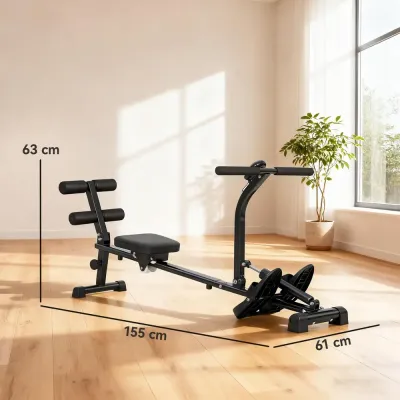 2-i-1 Roddmaskin och Sit-Up Maskin 12 Nivåer, Svart