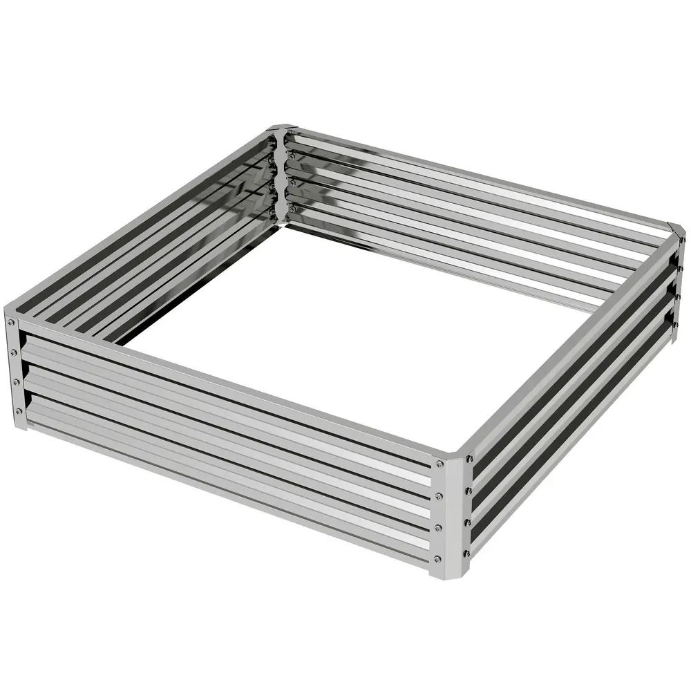 Planteringskärl med Stålkåpa Silver 120x120x30 Cm
