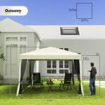 Hopfällbart Lusthus 3 X 3 M med Sidoväggar och Bärväska Stål och Oxford för Trädgårdsfester Beige