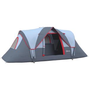 Campingtält 5-6 Personer Tunneltält Kupoltält Polyester för Utomhusäventyr Grå 4,55 X 2,3 X 1,8 M