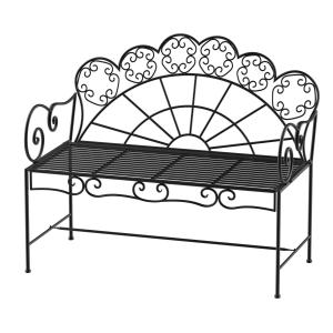 Trädgårdsbänk Svart Metall 2-Sits Soffa med Ryggstöd och Armstöd Rostskyddsbehandlad för Utomhusbruk 107 X 55,5 X 90,5 Cm