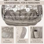 Hängstol för 2 Personer med Stativ, Bekväm Hänggunga med Dyna, Avkopplande Sittplats för Trädgård, Sand, 240 kg