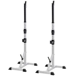 Set med 2 Hantelställ, 3 Nivåer, Höjdjusterbart, Stål, upp till 200 kg, Silver + Svart