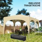 Lusthus Paviljong Pop-Up Partytält Sandfärgad av Polyester och Metall för Trädgård och Camping Vintertätt Tält med 6 Sidopaneler 3 x 6 m
