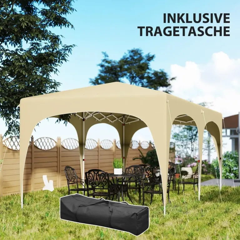 Trädgårdspaviljong Pop-up Partytält Sandfärgad 3 x 6 m