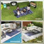 Outdoormatta i Bohostil och Väderbeständig Matta för Vardagsrum och Balkong Hållbar och Prisvärd Blå Textil för Uteplats och Altan