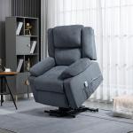 Elektrisk TV-Stol med Uppresningshjälp, Bekväm Relaxfåtölj i Sammet, Justerbar Liggfunktion med Fjärrkontroll, Grå, 92 x 93 x 105 cm