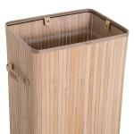 Tvättkorg Tvättlåda Natur Bambu och Tyg Vikbar med Lock och Canvaspåse 72 L 40 X 30 X 60 Cm
