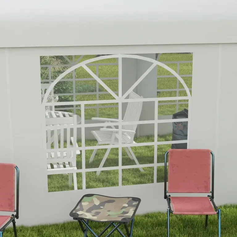 Vattentät Sidovägg för Partytält &Amp; Paviljong, 6x2 m, Vit