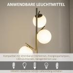 Golvlampa Stålampe Silver Vit av Glas och Metall för Vardagsrum med 3 Glasskärmar E27 Sockel Modern Belysning 169 cm 40 W